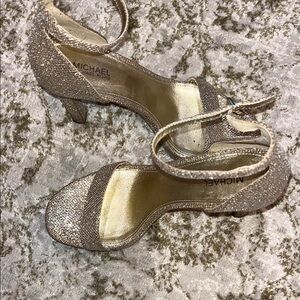 Michael Kors Gold Glitter Heels with Ankle Strap